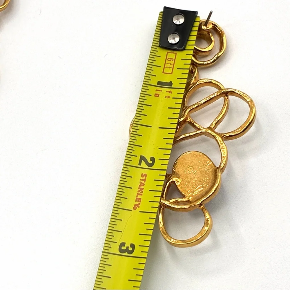 Vintage Avon Golden Web Purple Lucite Cabochon Dangle Modernist Style Earrings